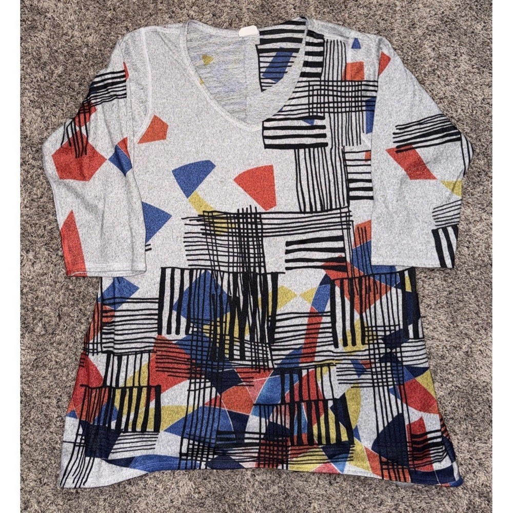 Et Lois Tunic Top Women L? Multicolor Geometric Abstract Tunic Top Made In USA